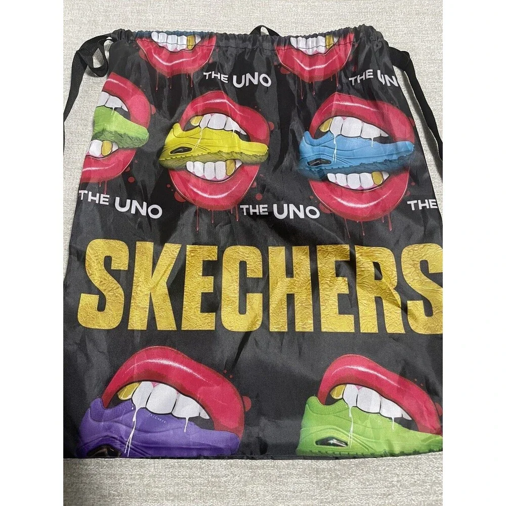 The Uno Sketchers Shoes Drawstring Backpack Bag 20x17 Gym Bag